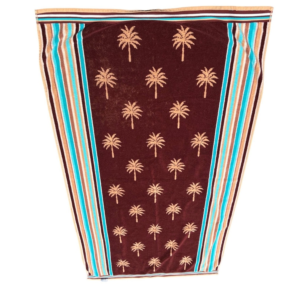 100% Egyptian Cotton VTG Franco Large Palm Beach Towel Thick Tropical Reversable